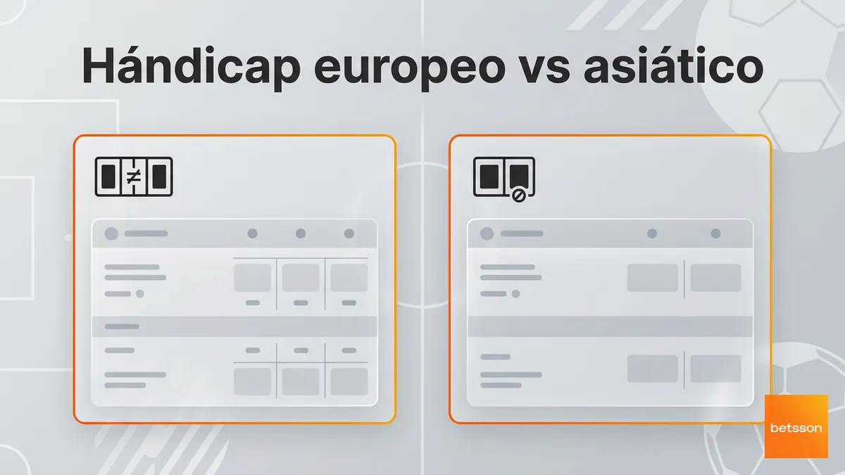 Comparación visual entre hándicap europeo y hándicap asiático en las apuestas deportivas de Betsson Chile