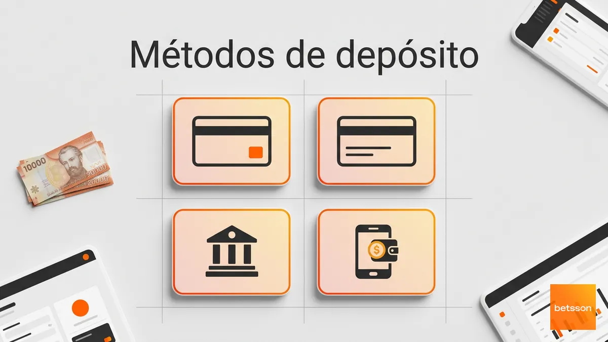 Comparación visual de métodos de depósito disponibles en Betsson Chile