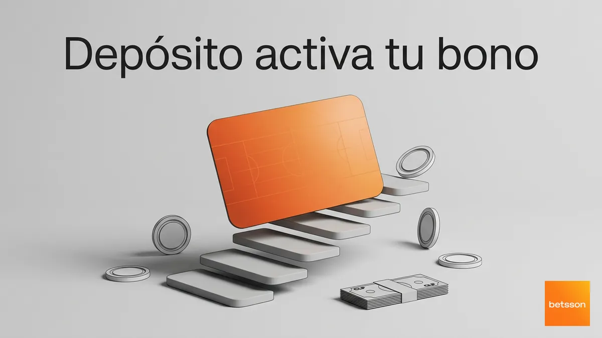 Tarjeta de bono sobre escalera que representa la activación del bono al depositar en Betsson Chile