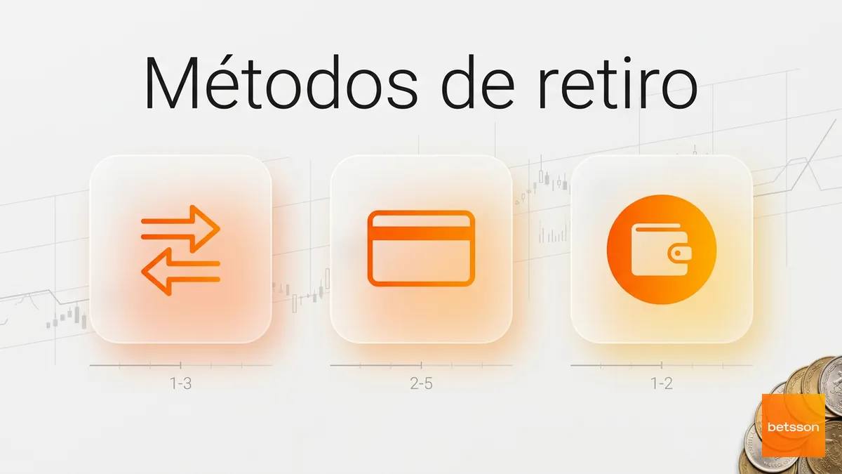 Métodos de retiro disponibles en Betsson Chile: transferencia, tarjeta y billetera digital.